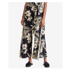 Polo Ralph Lauren Floral Black and Cream Wide-Leg Pants size 6
